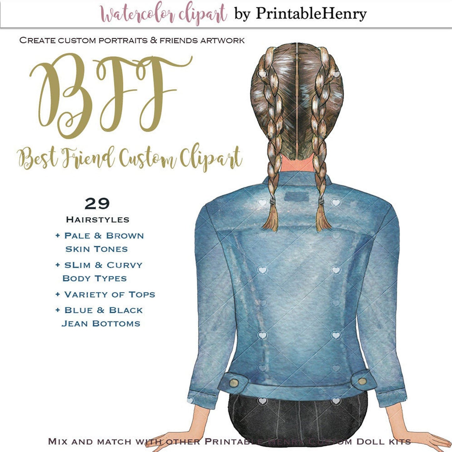 BFF Custom fashion clipart kit - PrintableHenry