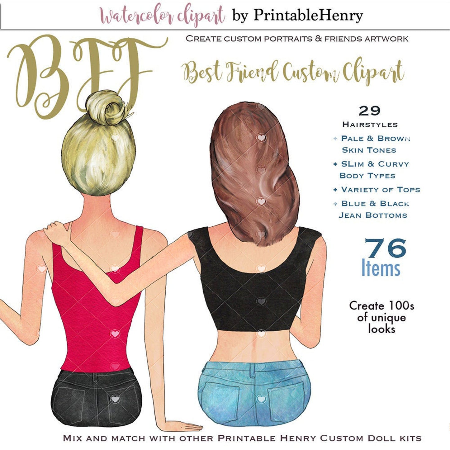 BFF Personalized best friend character creater - PrintableHenry