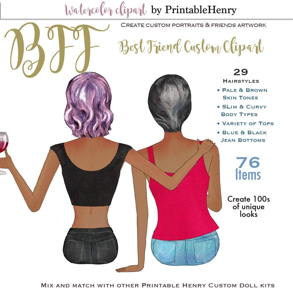 BFF Custom soul sisters clipart kit - PrintableHenry