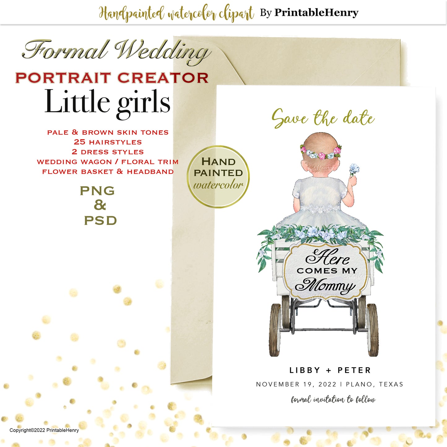 Wedding Girl Portrait watercolor clipart