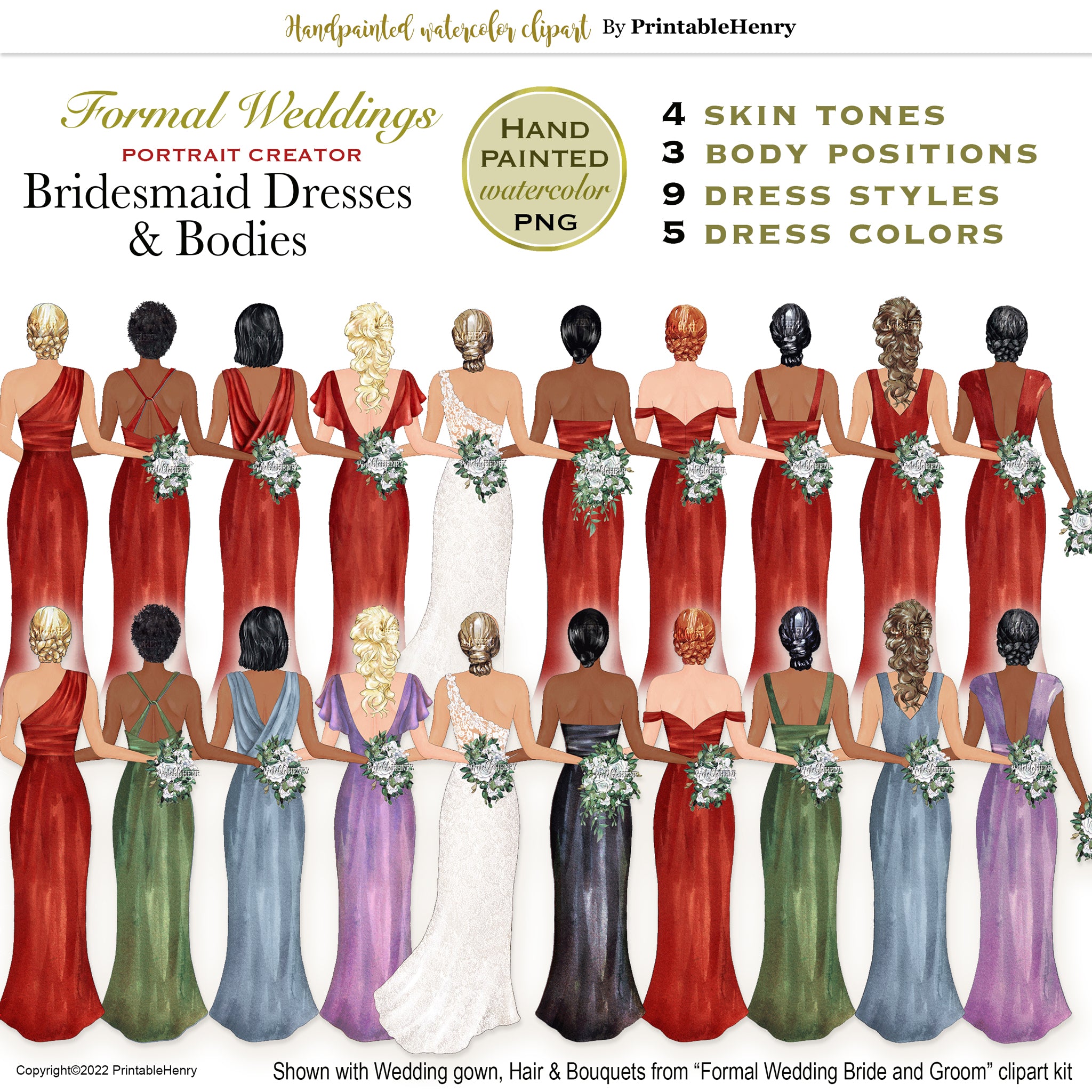 Bridesmaid Dresses clipart (Darker colors) PrintableHenry Bridesmaid Dresses clipart (Darker colors) PrintableHenry