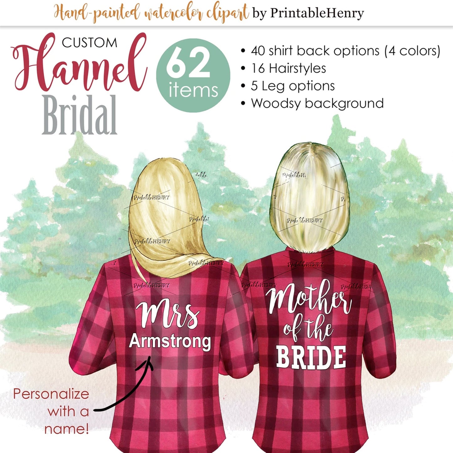 Flannel Bridesmaids Custom clipart kit