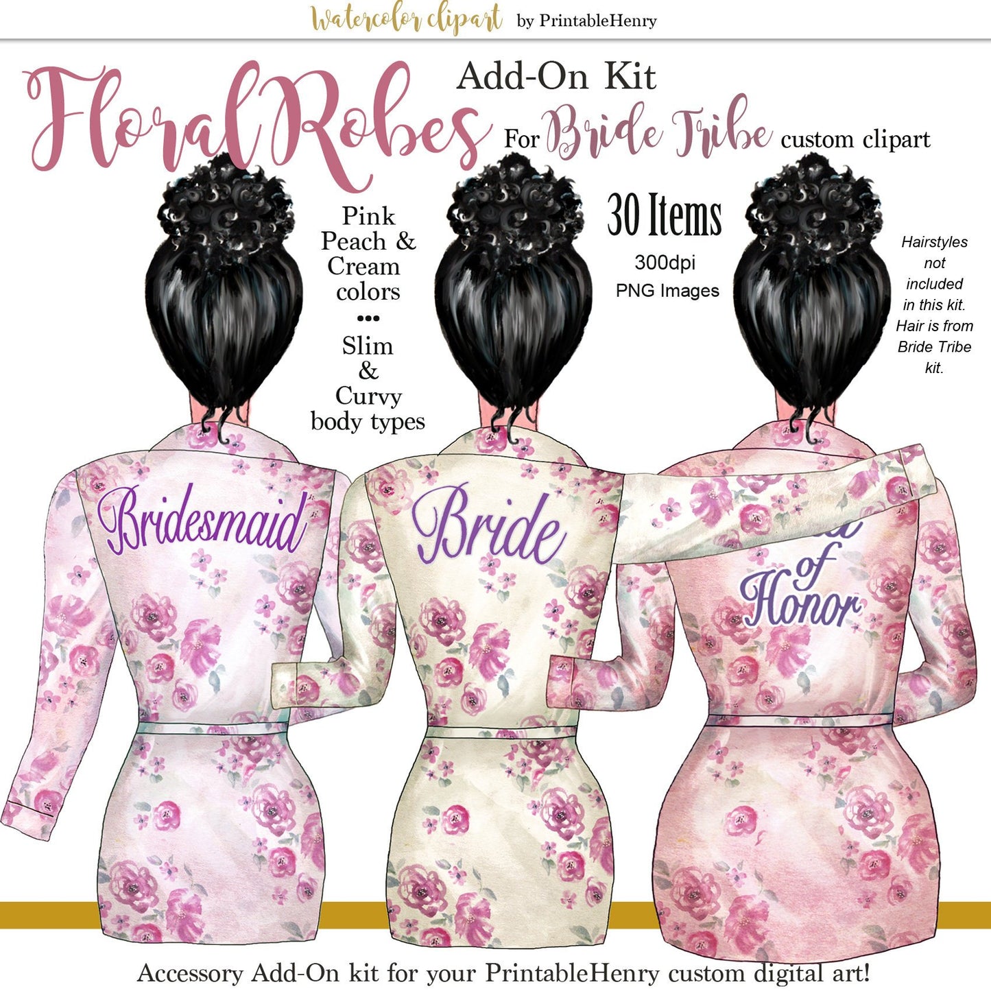 Bride Tribe Floral Robes Add-On kit - PrintableHenry