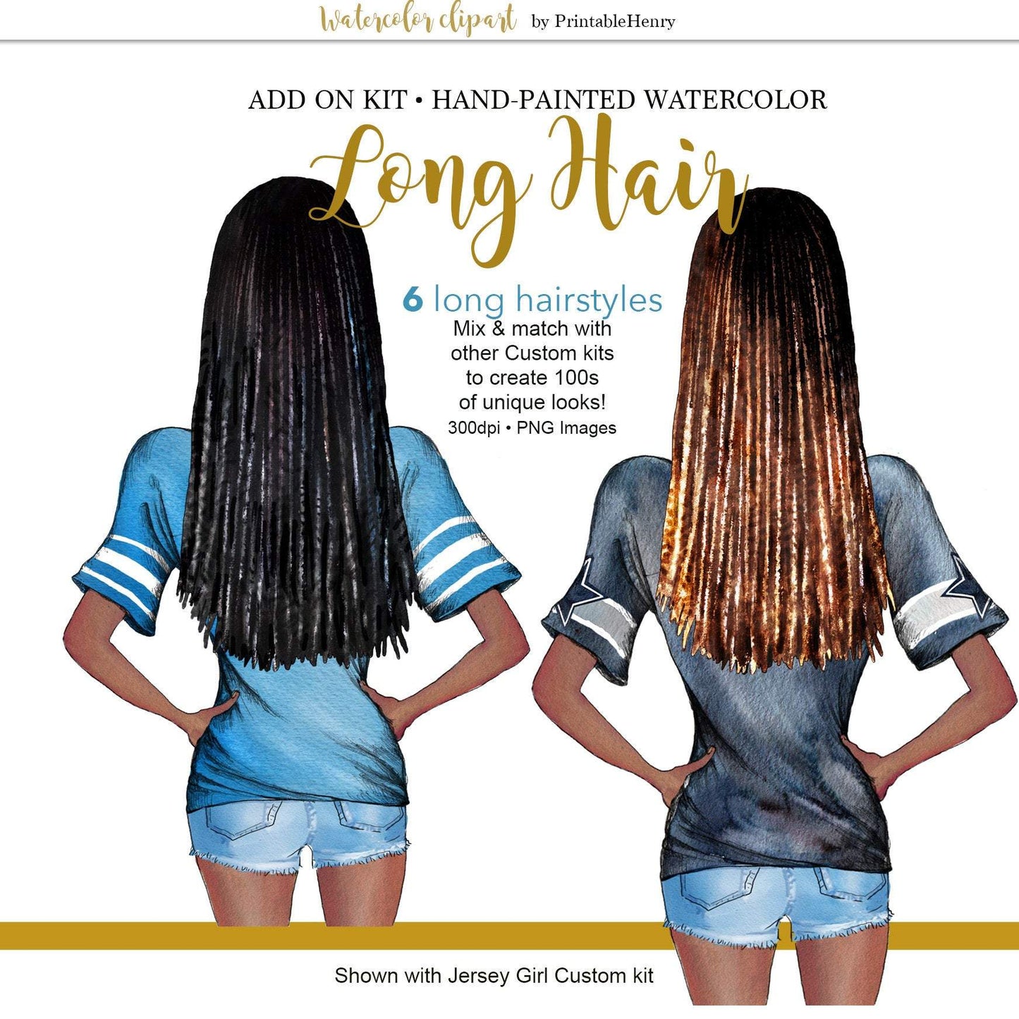 Hairstyles Long Add-On Kit - PrintableHenry