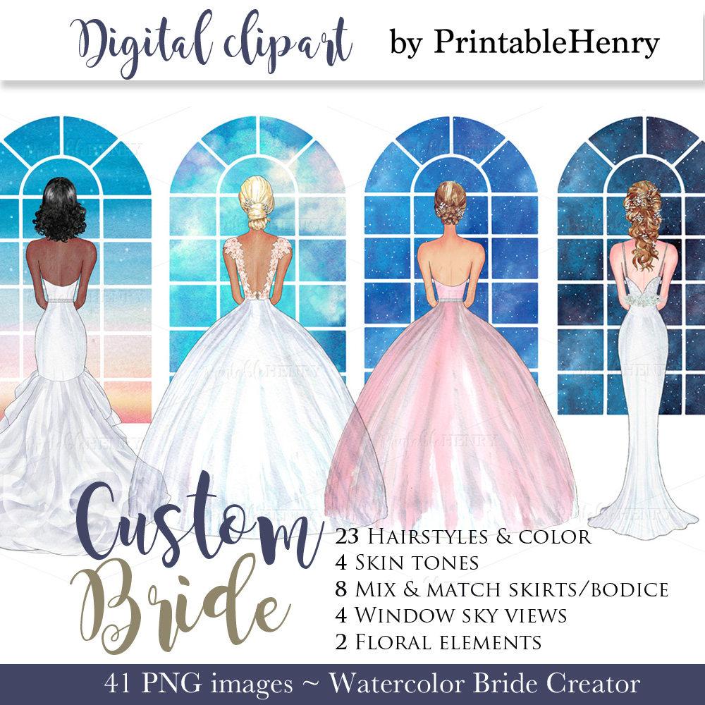 Custom Bride clipart kit - PrintableHenry