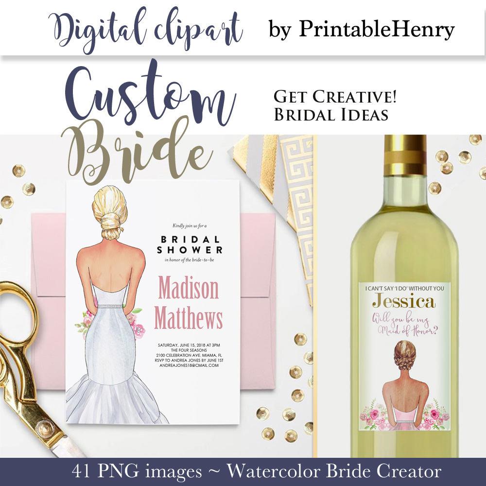 Custom Bride clipart kit - PrintableHenry