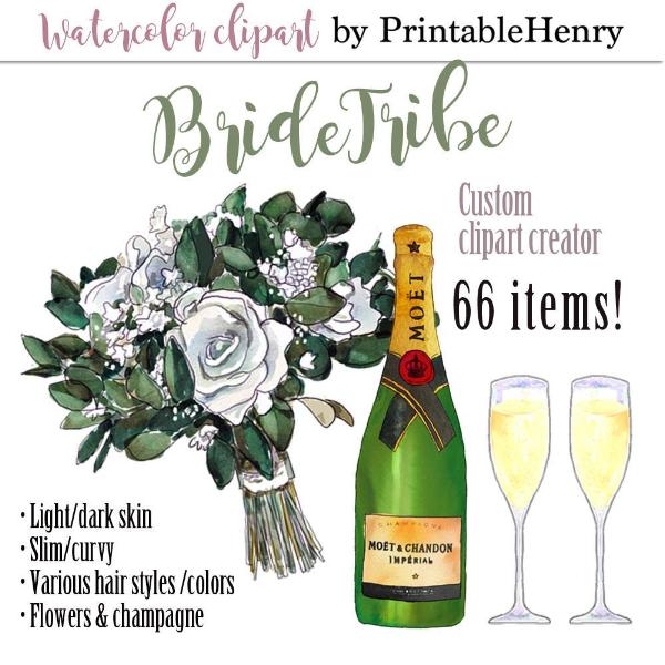 Bride Tribe Custom clipart kit - PrintableHenry