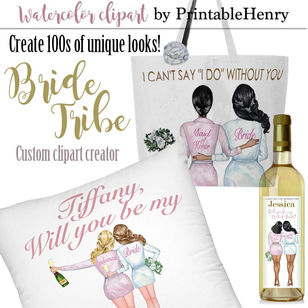 Bride Tribe Custom clipart kit - PrintableHenry