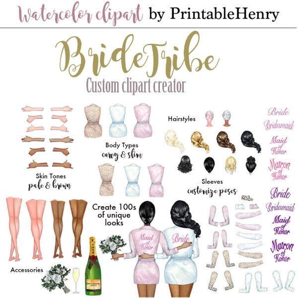 Bride Tribe Custom clipart kit - PrintableHenry