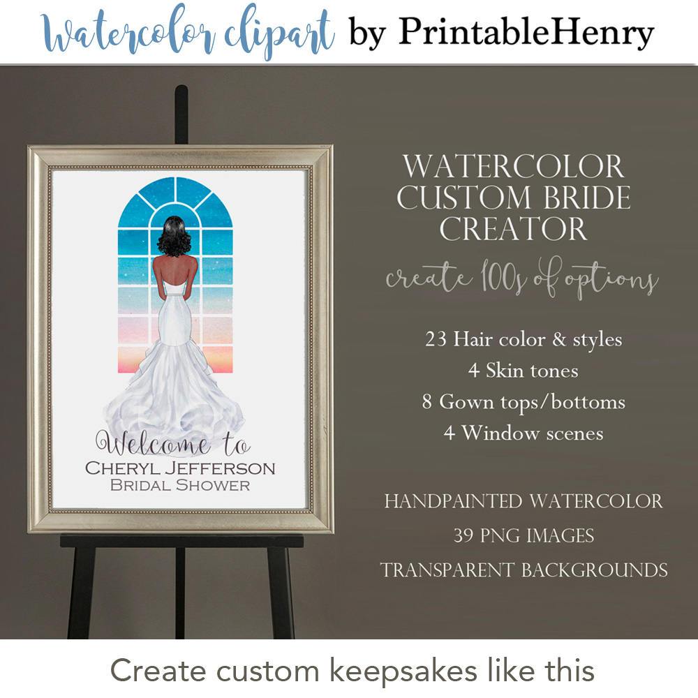 Custom Bride clipart kit - PrintableHenry