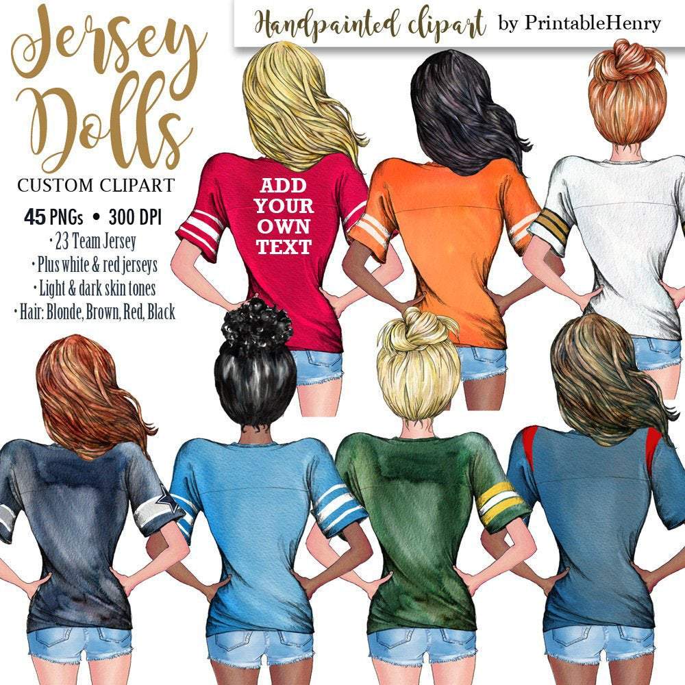 Football Jersey Girls Custom clipart kit – PrintableHenry