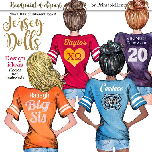 Football Jersey Girls Custom clipart kit - PrintableHenry