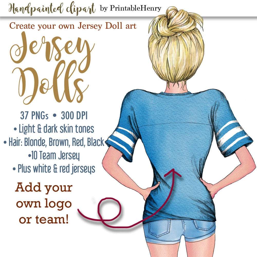 Football Jersey Girls Custom clipart kit - PrintableHenry