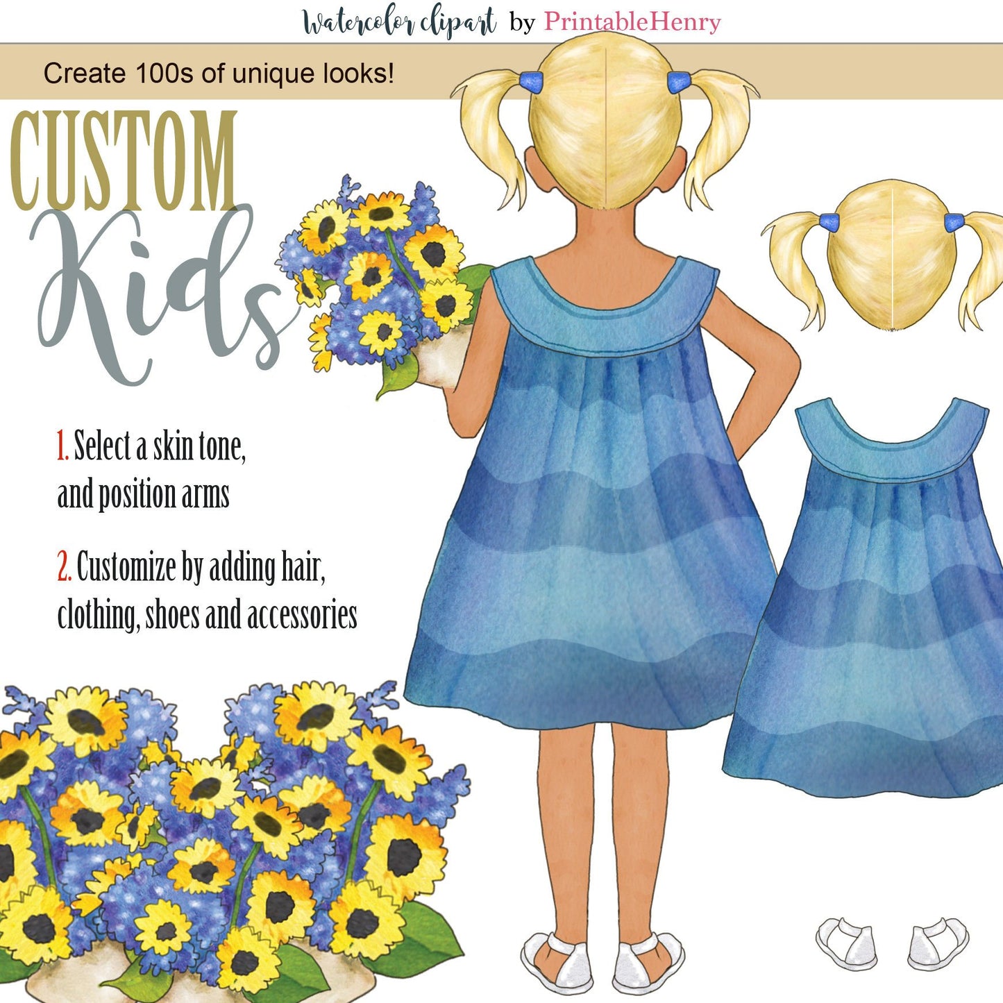 Custom Kids clipart kit - PrintableHenry