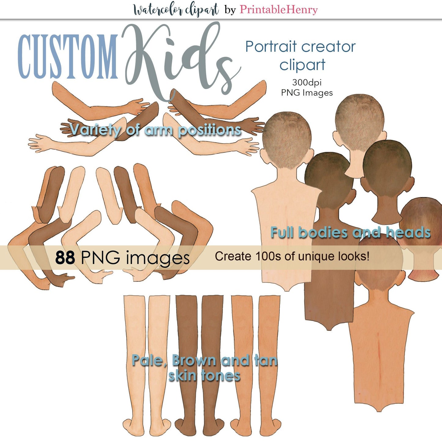 Custom Kids clipart kit - PrintableHenry