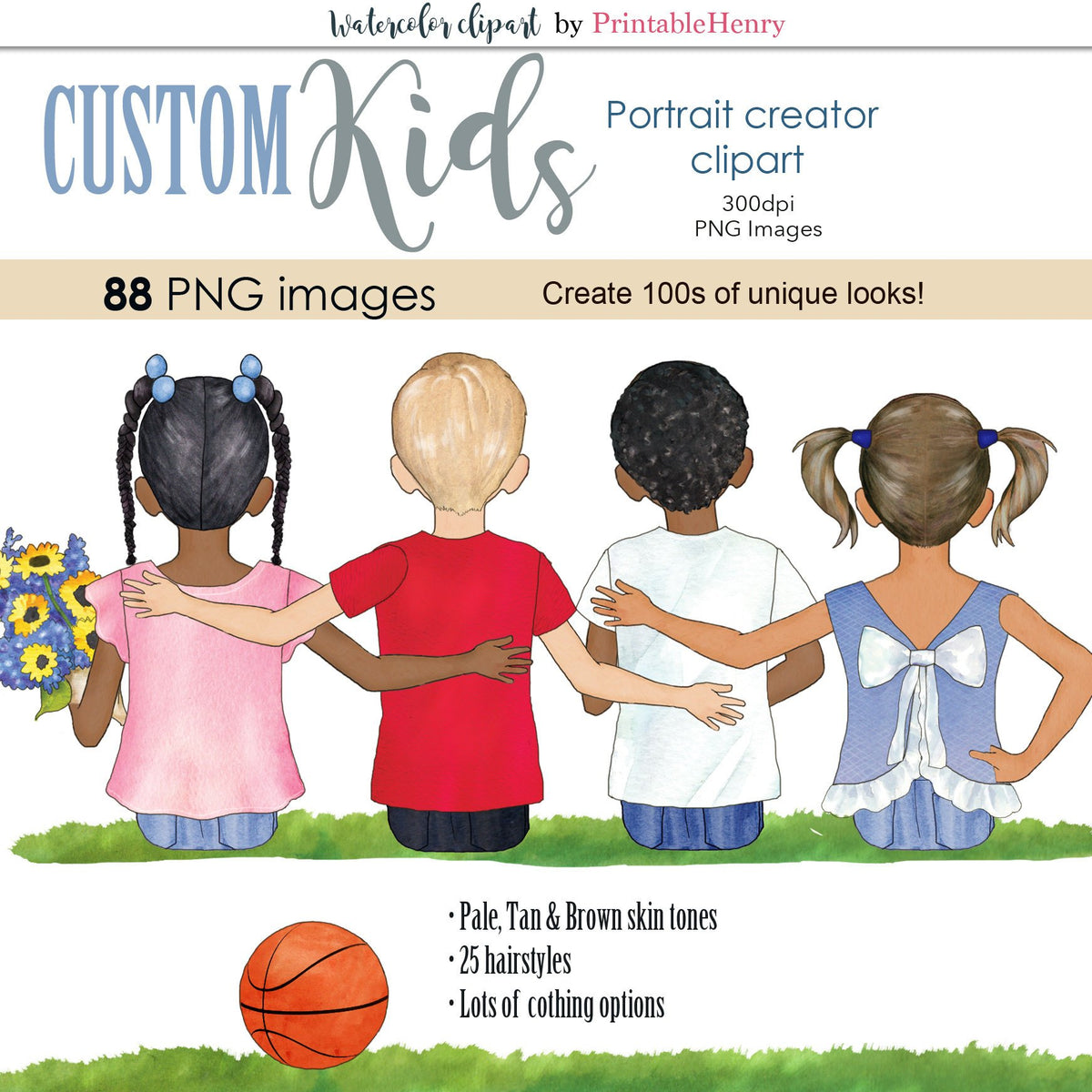 Custom Watercolor Portrait Creator Clipart Bundle with Humorous Couple  Jerseys – PrintableHenry