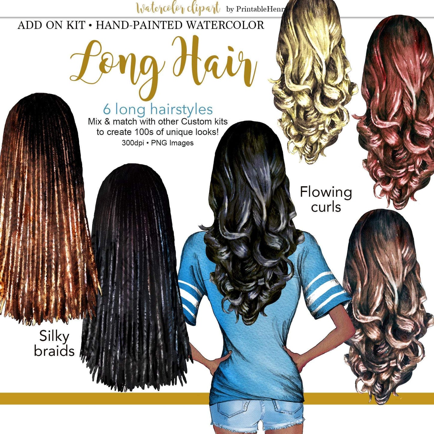 Hairstyles Long Add-On Kit - PrintableHenry