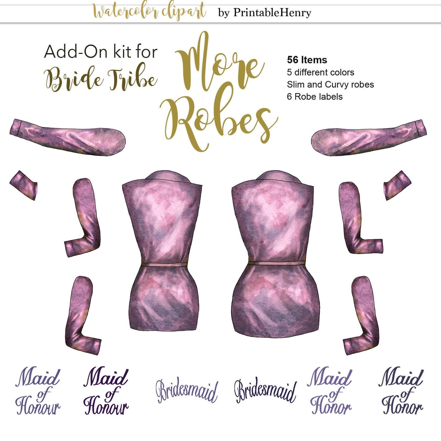 Bride Tribe Robes Add-On kit - PrintableHenry