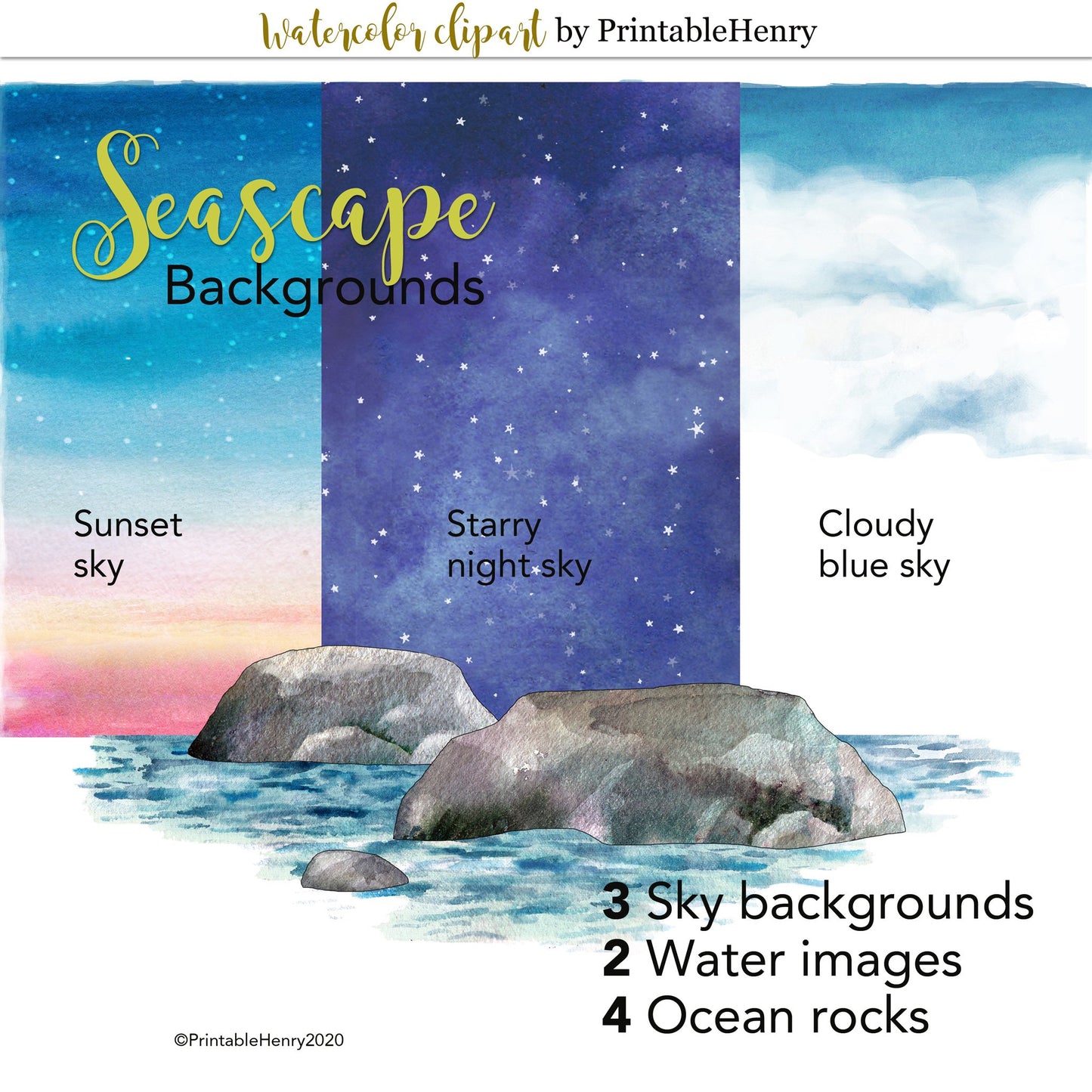 Seascape Backgrounds Add-on - PrintableHenry