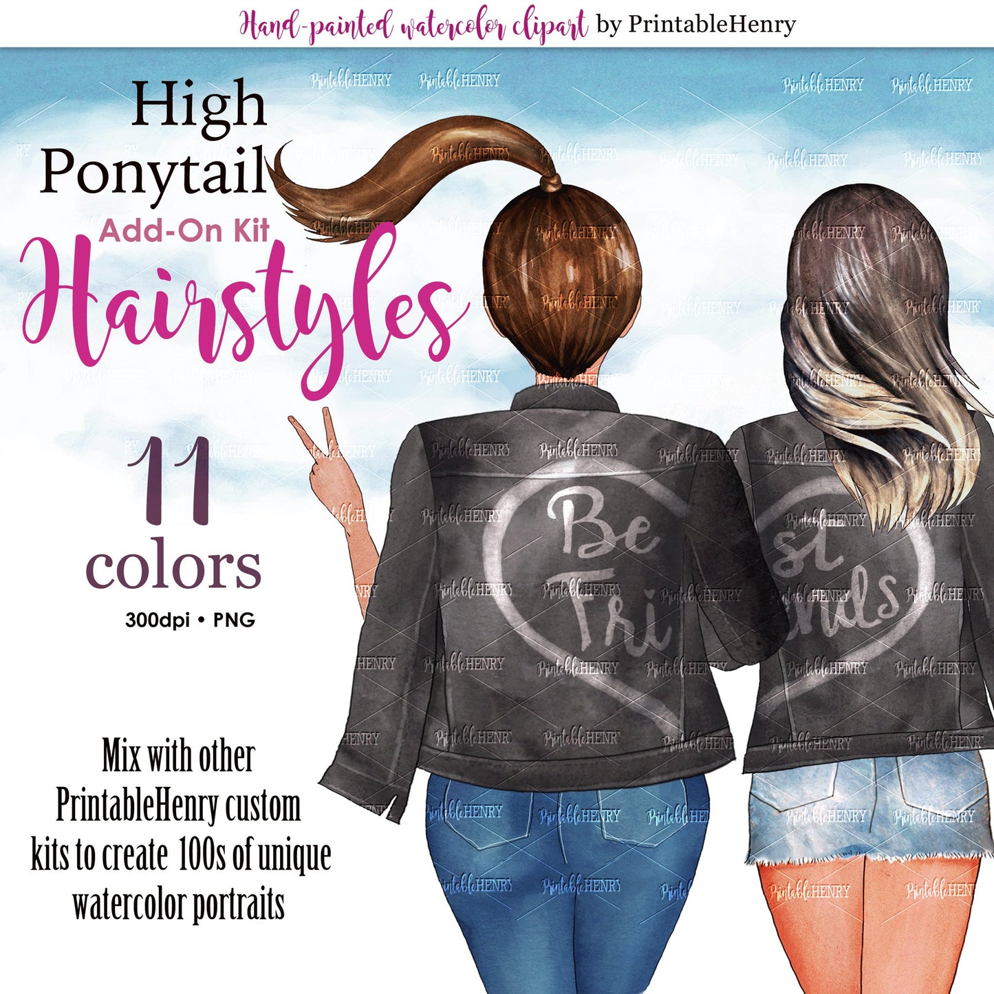 Hairstyles High Ponytail Add-on kit - PrintableHenry