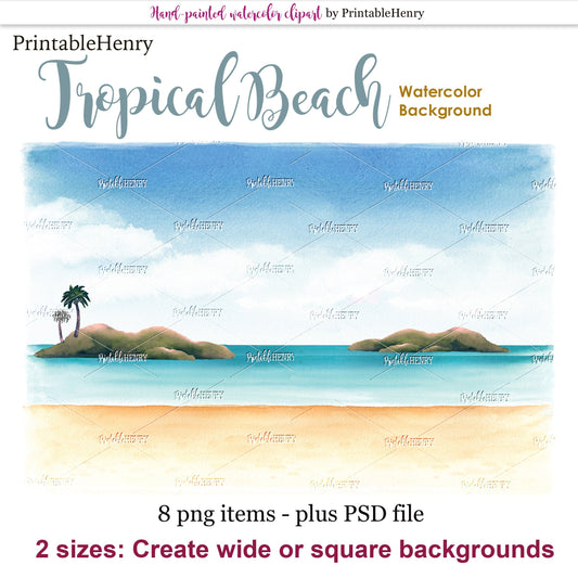 Tropical Beach background - PrintableHenry