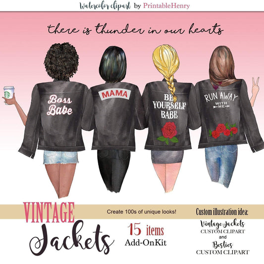Besties Vintage Jackets Add-On kit - PrintableHenry