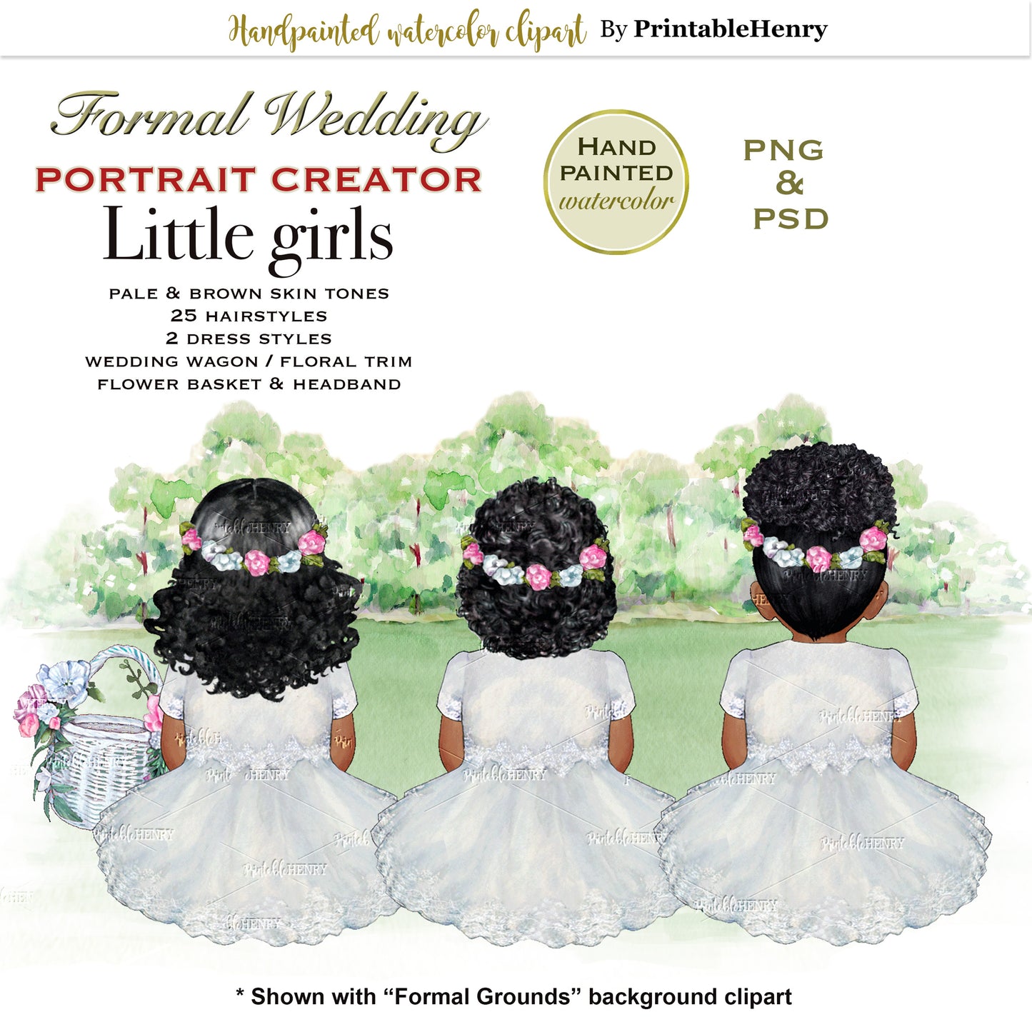 Wedding Girl Portrait watercolor clipart