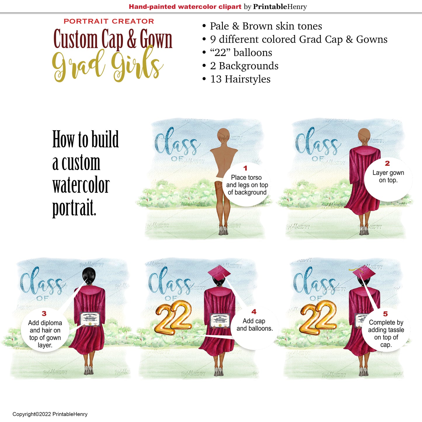 how to make personalized portraits with diploma grad clipart