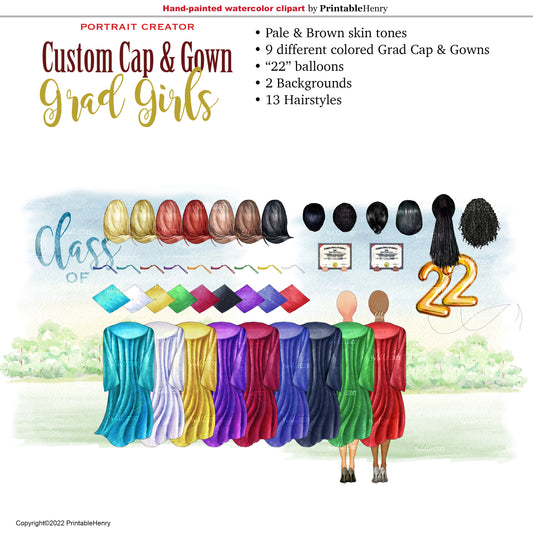 grad cap & gown graduation clipart