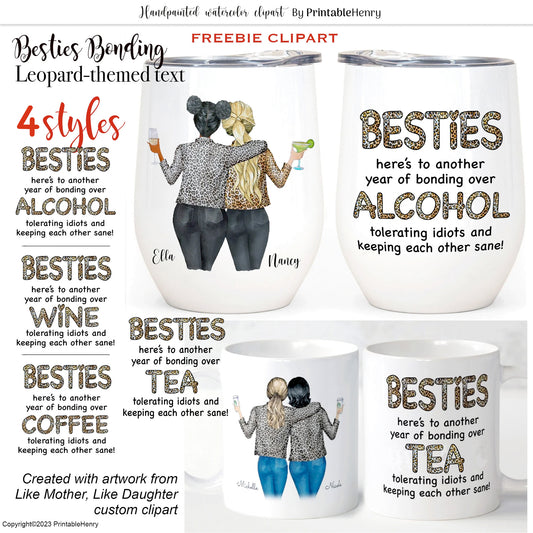 Besties Bonding Leopard text
