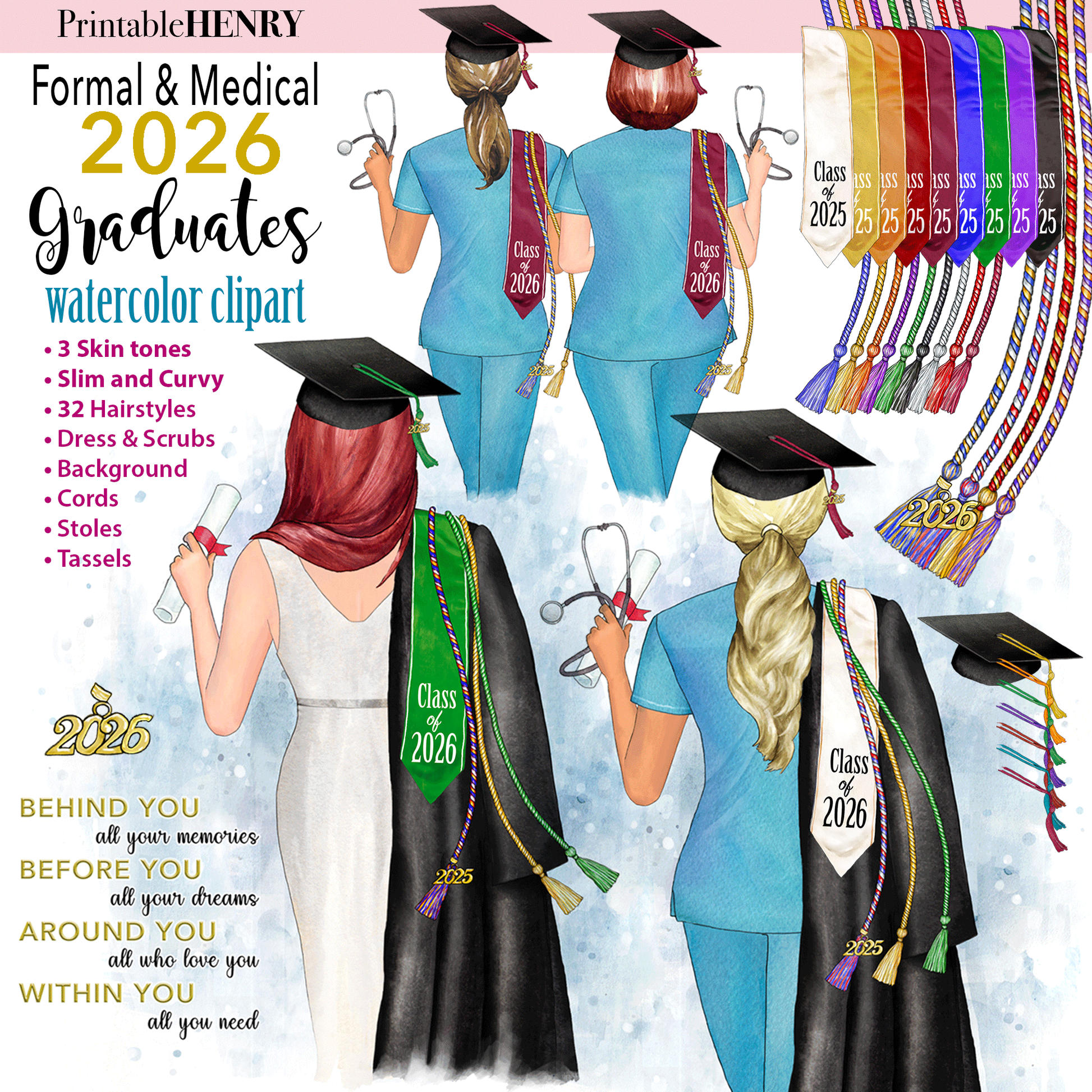 2026 Graduate Girsl (plus Medical) clipart PrintableHenry 2026 Graduate Girsl (plus Medical) clipart PrintableHenry