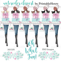 Pink Holiday Fashion Girls clipart