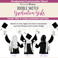 Graduation Girls Doodle clipart