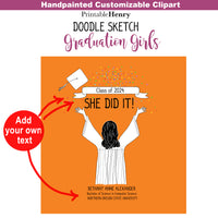 Graduation Girls Doodle clipart