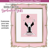 Graduation Girls Doodle clipart