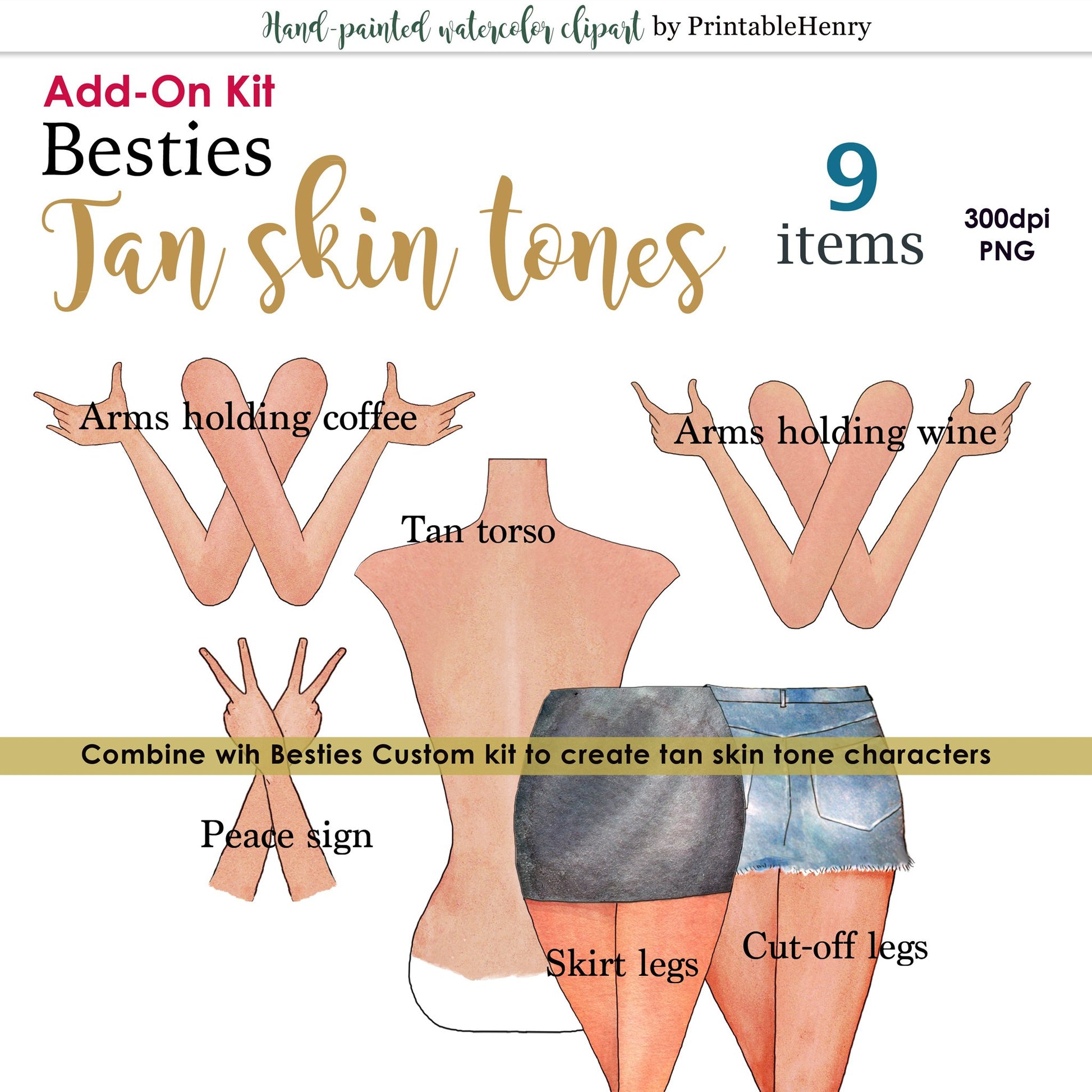 Besties Tan Skin Tones Add-on - PrintableHenry