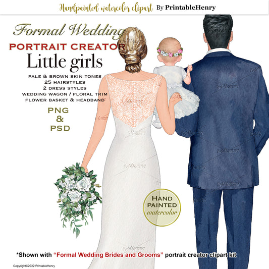 Wedding Girl Portrait watercolor clipart
