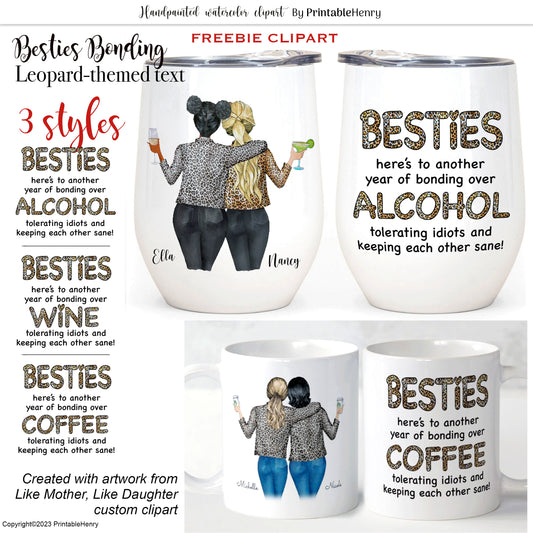 Besties Bonding Leopard text