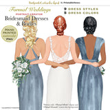 Bridesmaid Dresses clipart (Darker colors)