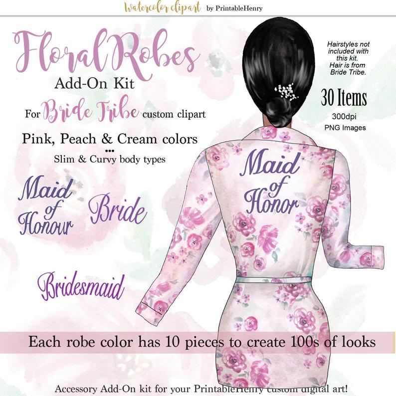 Bride Tribe Floral Robes Add-On kit - PrintableHenry