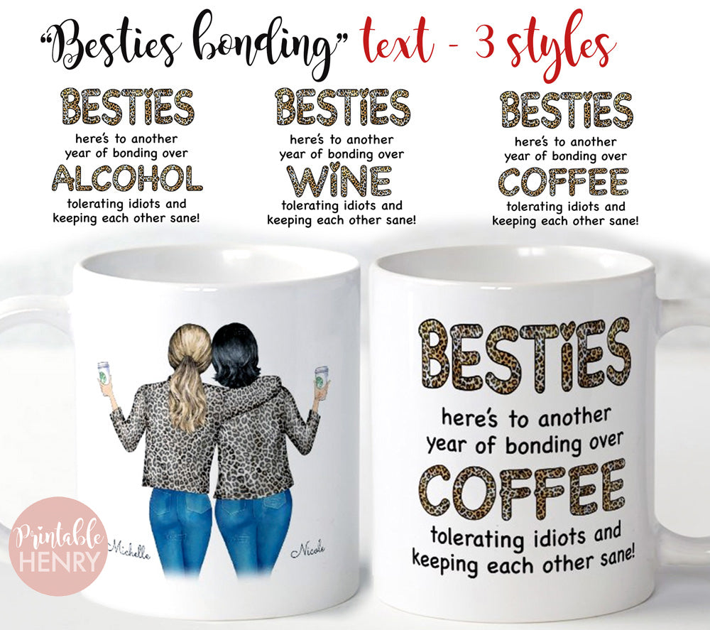 Besties Bonding Leopard text