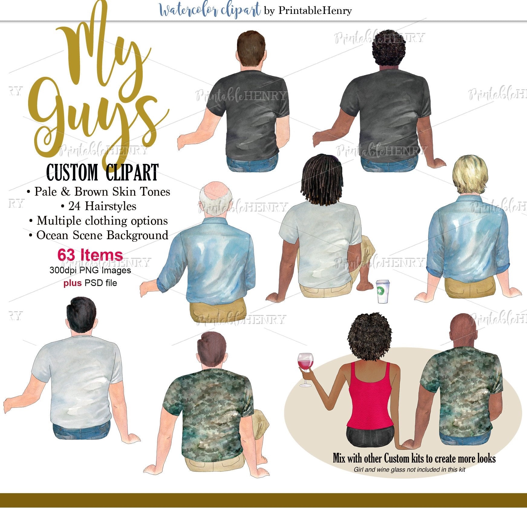 My Guys Custom clipart kit - PrintableHenry