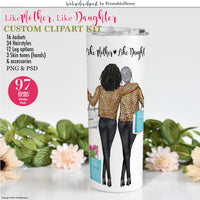 Custom Mother Daughter clipart for tumblers