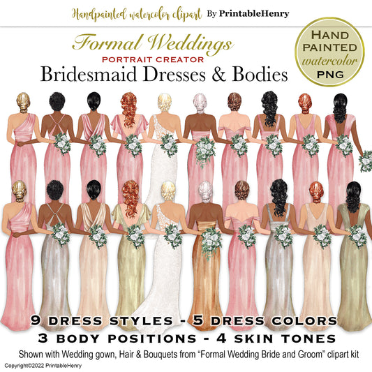 Bridesmaid Dresses clipart (Lighter colors)