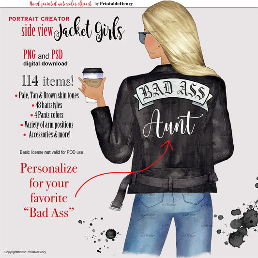 Bad Ass Girl Jacket clipart