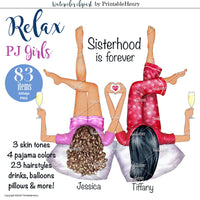 Relax PJ Girls Custom clipart kit - PrintableHenry