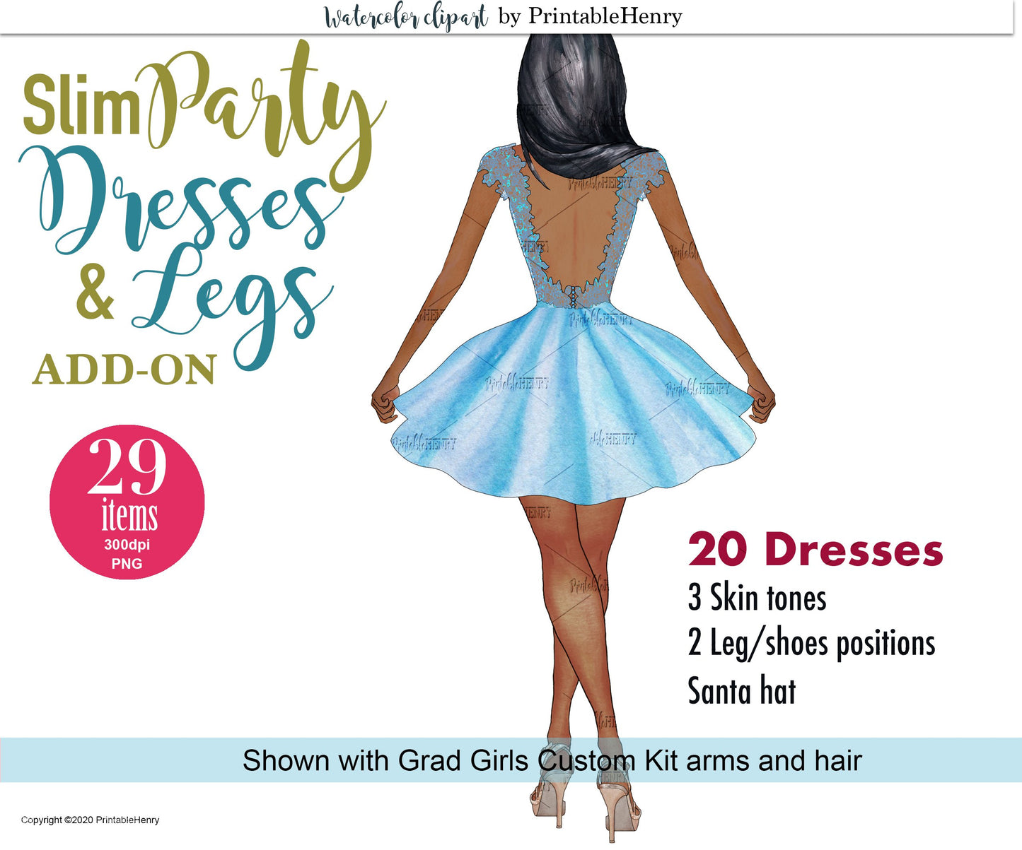 Slim Party Dresses Add-On kit - PrintableHenry