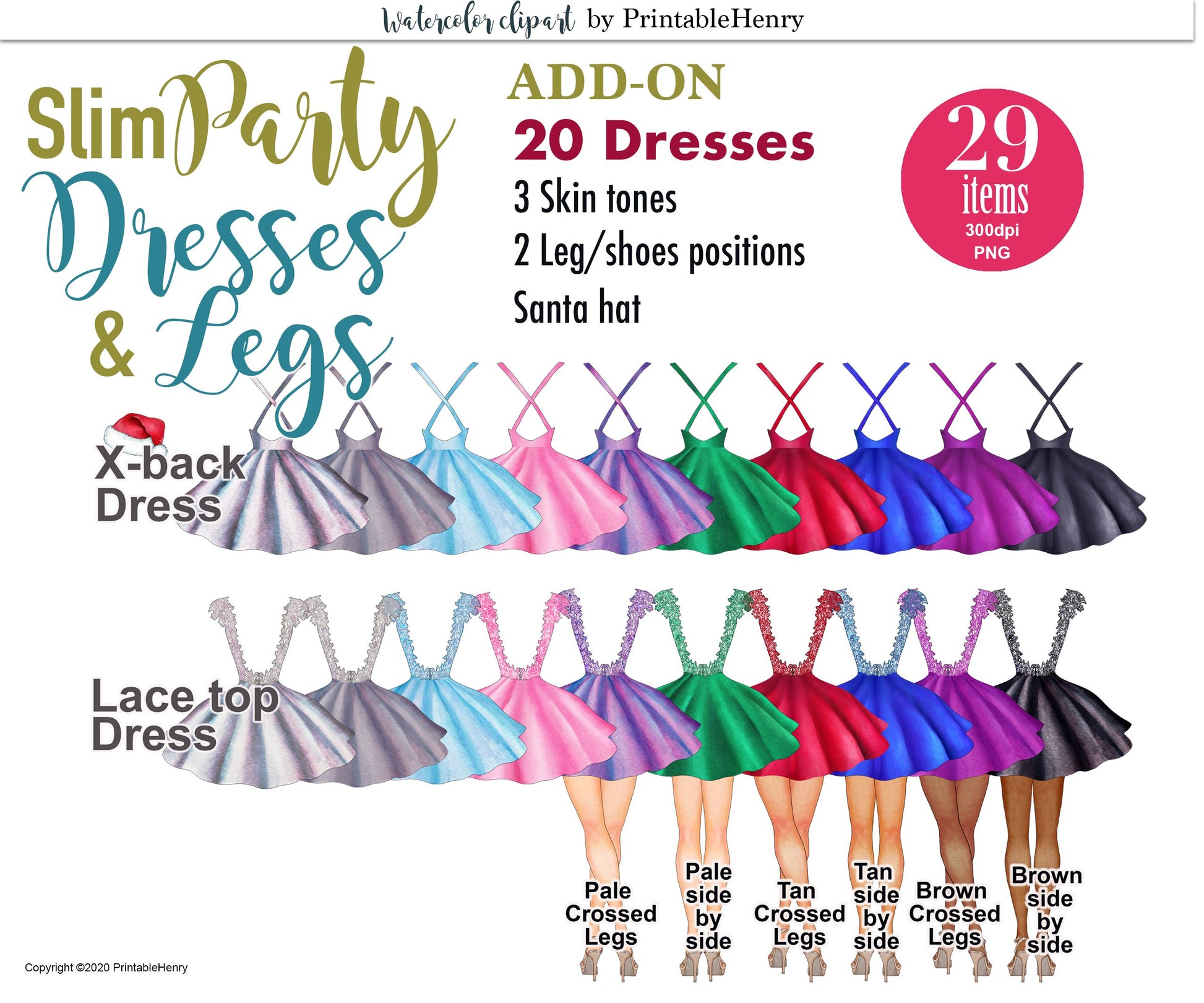 Slim Party Dresses Add-On kit - PrintableHenry