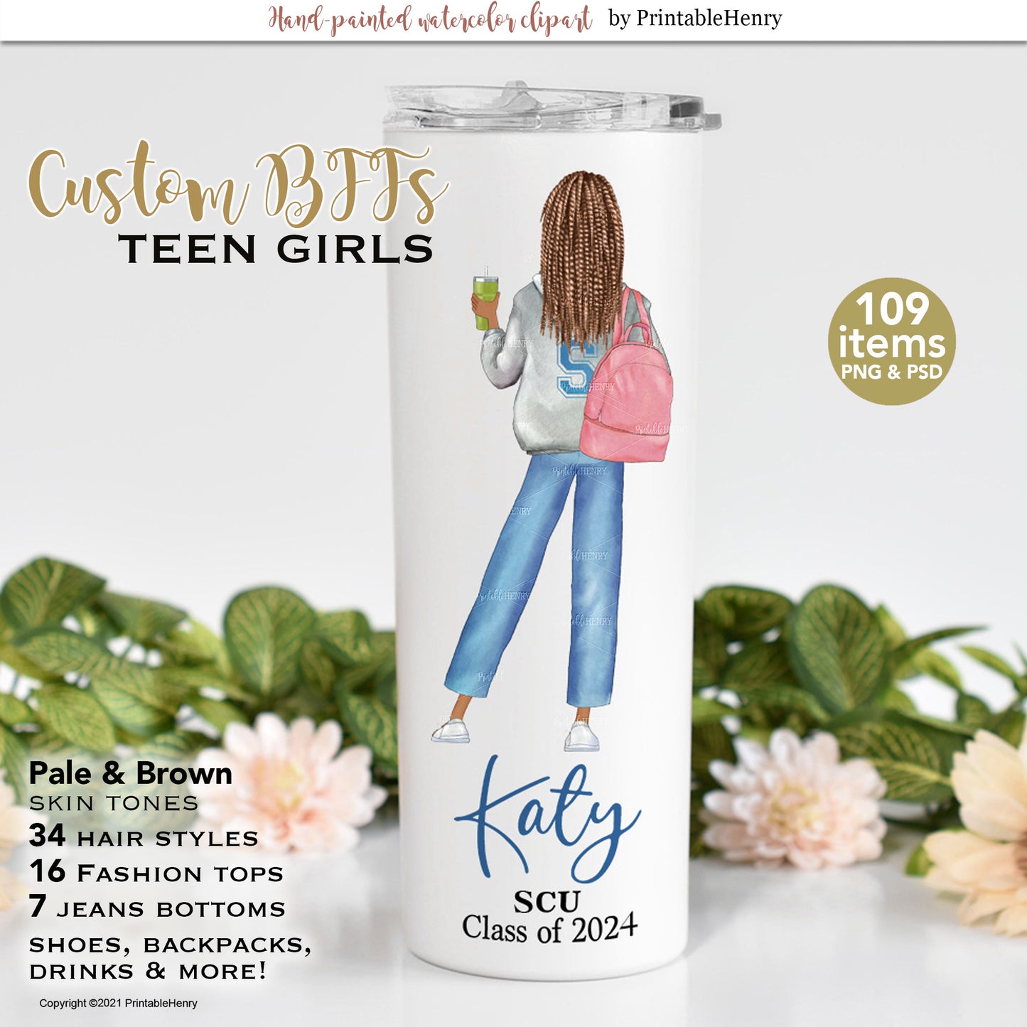 Teen Girls Portrait Custom clipart