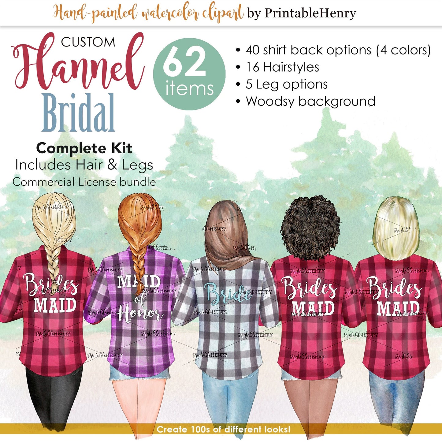 Flannel Bridesmaids Custom clipart kit
